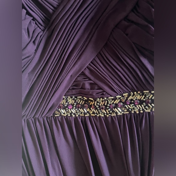 DECODE 1.8 ~ Purple Mesh Gold Beads Sweetheart Strapless Gown 10 NWT - Picture 7 of 9